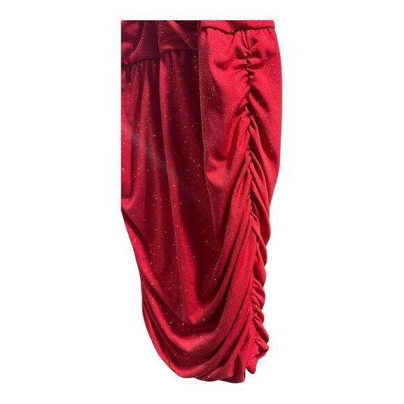 Lucy In The Sky Ruby Red Sparkle Mini Dress V Neck Low Size XL Homecoming Formal - Picture 4 of 6